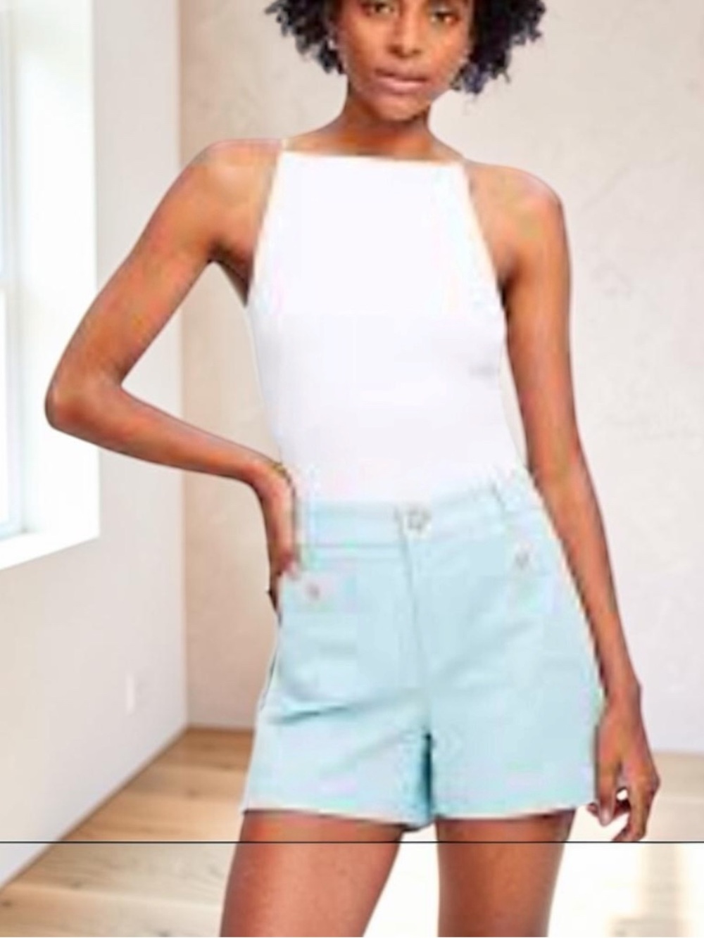 LOFT The Palmer High Rise Twill Shorts sz 16 Aqua Blue